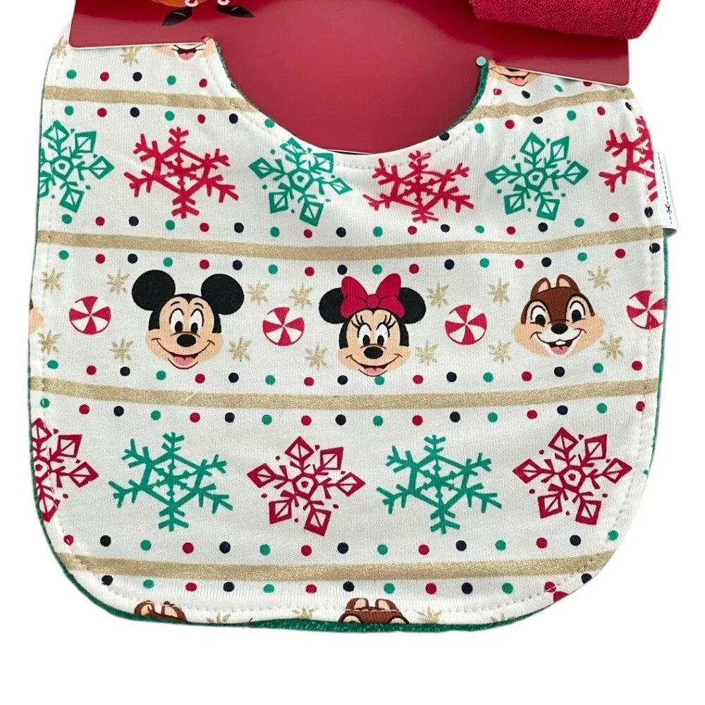 Disney Store Mickey Mouse and Friends Holiday Cheer Christmas Bib Set for Baby